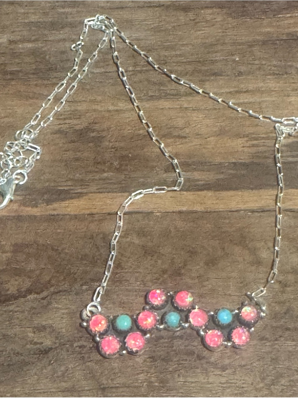 Stylish hot Pink opal and Turquoise Necklace